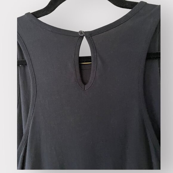 Joie Size M Black Seamour 100% Pima Cotton Sleeveless Twist Front Midi Dress - Picture 7 of 10